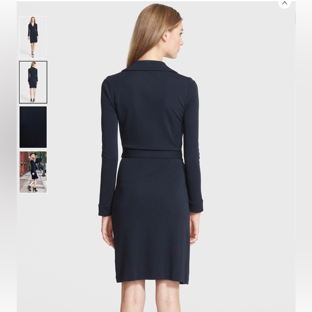 Diane von Furstenberg 'New Jeanne Two' Jersey Wrap Dress Black Size 4 - Picture 3 of 13